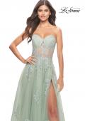 Picture of: Tulle A-Line Gown with Beautiful Lace Applique in Sage, Style: 31577, Detail Picture 2