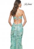 Picture of: Sage Floral Embroidered and Sequin Print Gown with Lace Up Back in Sage, Style: 32344, Detail Picture 2