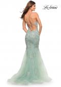 Picture of: Stunning Mermaid Tulle and Jeweled Lace Dress in Sage, Style: 30621, Detail Picture 3