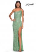 Picture of: Elegant Soft Sequin One Shoulder Long Dress in Sage, Style: 31212, Detail Picture 3