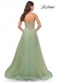 Picture of: Tulle A-line Prom Dress with Corset Sheer Bodice in Sage, Style: 31502, Detail Picture 3