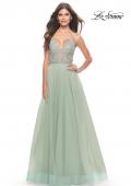 Picture of: Tulle Gown with Sheer Lace Bodice in Sage, Style: 31542, Detail Picture 3