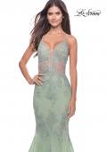 Picture of: Mermaid Tulle and Lace Dress with Strappy Back in Sage, Style: 31598, Detail Picture 3