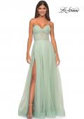 Picture of: Sweetheart Tulle and Rhinestone Prom Dress with Illusion Detail in Sage, Style: 31997, Detail Picture 3