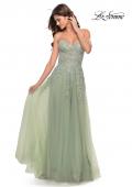 Picture of: Sweetheart Tulle Strapless Gown with Lace Applique in Sage, Style: 31363, Detail Picture 4