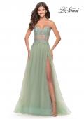 Picture of: Rhinestone Tulle Gown with Sheer Lace Bodice in Sage, Style: 31367, Detail Picture 5