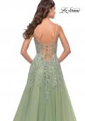 Picture of: Tulle A-Line Gown with Pretty Lace Applique Details in Sage, Style: 31393, Detail Picture 5