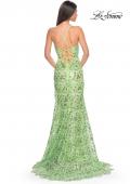 Picture of: Print Sequin Mermaid Dress with Lace Up Back in Sage, Style: 31865, Detail Picture 5