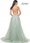 Picture of: A-Line Tulle Dress with Rhinestone Embellished Lace Applique in Light Colors in Sage, Style: 32438, Detail Picture 5