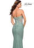 Picture of: Sweetheart Strapless Dress with Illusion Lace Bodice in Sage, Style: 30750, Detail Picture 6
