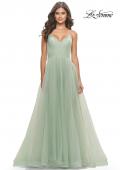 Picture of: Tulle A-Line Prom Dress with Rhinestone Straps in Sage, Style: 31204, Detail Picture 6