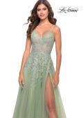 Picture of: Tulle A-Line Gown with Pretty Lace Applique Details in Sage, Style: 31393, Detail Picture 6