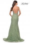 Picture of: Long Mermaid Lace Dress with Back Rhinestone Detail in Sage, Style: 31512, Detail Picture 6