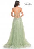 Picture of: Two Tone Tulle A-Line Prom Dress with Floral Beaded Detail in Sage, Style: 32090, Detail Picture 6