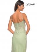 Picture of: Gorgeous Rhinestone Fishnet Gown with Lace Embellishments in Sage, Style: 32292, Detail Picture 6