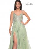 Picture of: Two Tone Tulle A-Line Prom Dress with Floral Beaded Detail in Sage, Style: 32090, Detail Picture 7