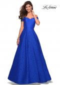 Picture of: Off the Shoulder Floor Length Dress with Rhinestones in Sapphire Blue, Style: 27556, Main Picture