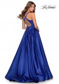 Picture of: Satin Ball Gown with Criss Cross Back and Pockets in Sapphire Blue, Style: 28281, Back Picture