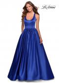 Picture of: Satin Ball Gown with Criss Cross Back and Pockets in Sapphire Blue, Style: 28281, Detail Picture 1