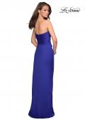 Picture of: Strapless Jersey Prom Dress with Ruching and Slit in Sapphire Blue, Style: 26794, Detail Picture 4