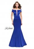 Picture of: Satin Off the Shoulder Mermaid Prom Dress with V Neck in Sapphire Blue, Style: 25903, Main Picture