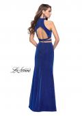 Picture of: Two Piece Jersey Prom Dress with Open Back and Leg Slit in Sapphire Blue, Style: 25604, Back Picture