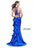 Picture of: Mikado Mermaid Dress with Embellished High Neckline in Sapphire Blue, Style: 25838, Back Picture