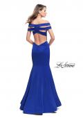 Picture of: Satin Off the Shoulder Mermaid Prom Dress with V Neck in Sapphire Blue, Style: 25903, Back Picture