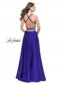 Picture of: Satin Two Piece Prom Dress with Beaded Trim in Sapphire Blue, Style: 25978, Back Picture