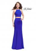Picture of: Two Piece Jersey Prom Dress with High Neckline in Sapphire Blue, Style: 25220, Detail Picture 1
