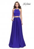 Picture of: Satin Two Piece Prom Dress with Beaded Trim in Sapphire Blue, Style: 25978, Detail Picture 1