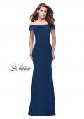 Picture of: Long Off the Shoulder Prom Dress with Flare Bottom in Sapphire Blue, Style: 25444, Detail Picture 2