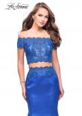 Picture of: Mikado Two Piece Prom Dress with Lace and Beading in Sapphire Blue, Style: 25583, Detail Picture 2