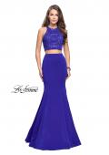 Picture of: Two Piece Jersey Prom Dress with Laser Cut Outs in Sapphire Blue, Style: 25759, Detail Picture 5