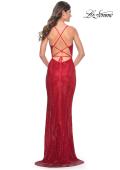 Picture of: Stunning Long Gown with Rhinestone Embellished Fishnet in Red, Style: 31929, Detail Picture 4