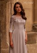 Picture of: Jersey Mother of the Bride Gown with Lace Neckline, Style: 29227, Detail Picture 1
