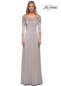 Picture of: Jersey Mother of the Bride Gown with Lace Neckline, Style: 29227, Detail Picture 5