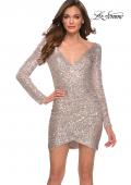 Picture of: Long Sleeve Party Dress with Cut Out Open Back in Silver, Style: 29427, Main Picture