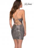 Picture of: Sequin Party Dress with Faux Wrap Bodice in Silver, Style: 29304, Back Picture