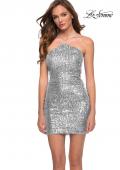 Picture of: Sequin Homecoming Dress with High Neckline in Silver, Style: 29295, Detail Picture 1
