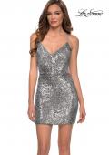 Picture of: Sequin Homecoming Dress with Criss Cross Open Back in SIlver, Style: 29294, Detail Picture 2