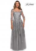 Picture of: A-line Evening Gown with Floral Embellishments in Silver, Style: 27944, Main Picture