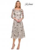 Picture of: Tea Length Lace and Sequin Embellished Dress in Silver, Style: 29988, Main Picture