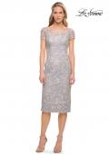 Picture of: Fitted Unique Lace Short Evening Dress in Silver, Style: 30108, Main Picture