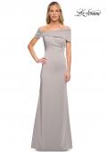 Picture of: Simply Chic Off the Shoulder Jersey Gown in Silver, Detail Picture 9