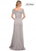 Picture of: Simply Chic Off the Shoulder Jersey Gown in Silver, Detail Picture 10