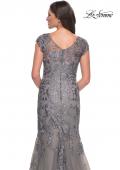 Picture of: Lace and Tulle Mermaid Gown with Cap Sleeves in Silver, Style: 30269, Detail Picture 10