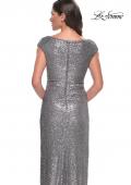 Picture of: Sequin Evening Dress with Ruching and V Neckline in Silver, Style: 30865, Detail Picture 10