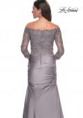 Picture of: Mermaid Satin Dress with Gathering and Off the Shoulder Top in Silver, Style: 30853, Detail Picture 12