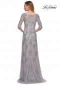 Picture of: Column Lace Mother of the Bride Dress with V Neckline in Silver, Back Picture